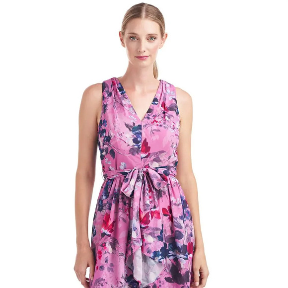 Kay Unger Ellen Pleated Floral Dress Size 0 - Picture 3 of 10